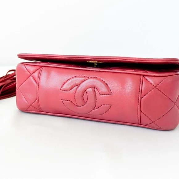 Vintage Chanel Burgundy Quilted Flap Tassel Bag - Picture 5 of 16